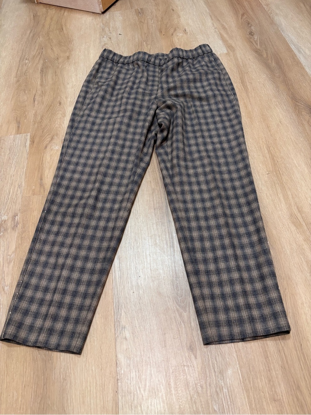 Peserico Brown and Black Plaid Women's Trouserso